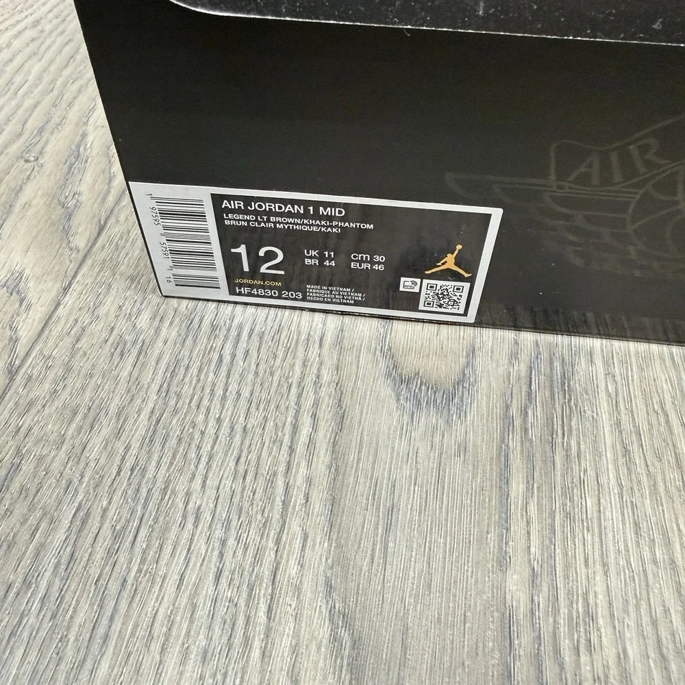 NEW Men's Air Jordan 1 Mid Legend LT Brown/Khaki-Phantom Size 12